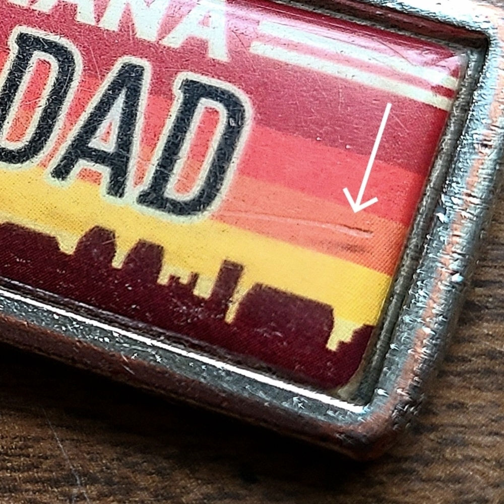 Vtg Indianapolis 500 / #1 Dad Enamel Keychain Tag Front Back Indiana Retro Gift - Picture 6 of 7